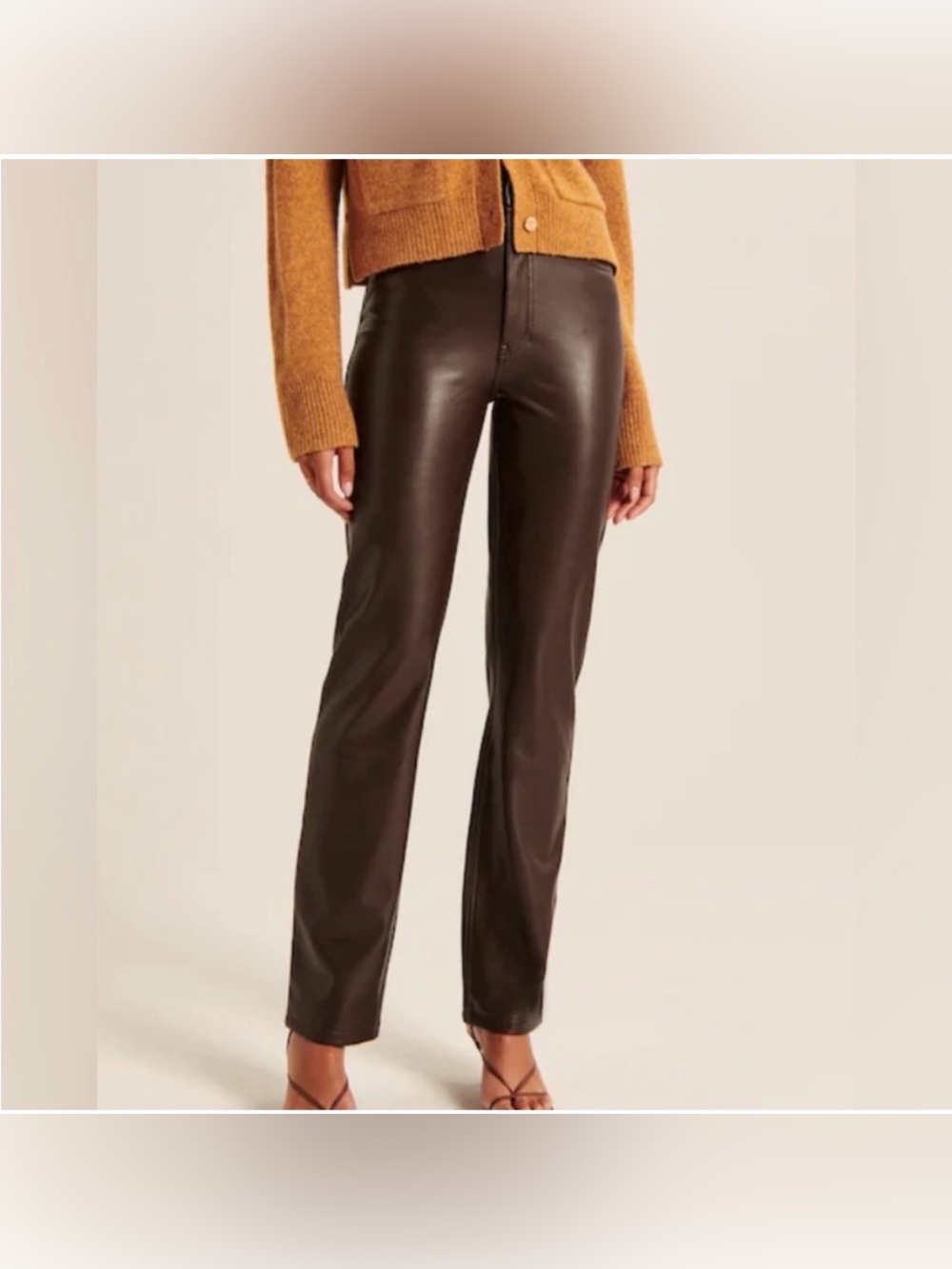 ABERCROMBIE & FITCH 90’s Straight Ultra High Rise Brown Vegan Leather Pants